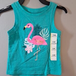 Cat & Jack Blue Pink Flamingo Tank Top